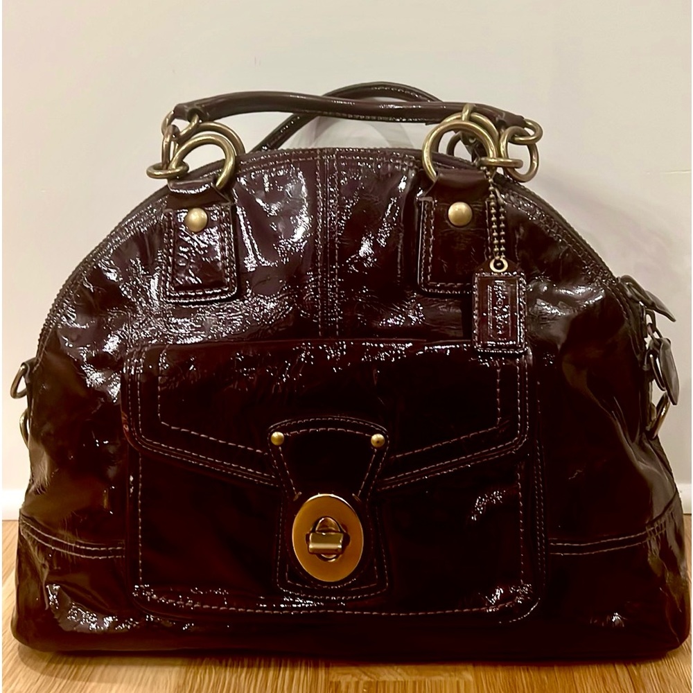 COACH Patent Leather Domed Satchel Handbag